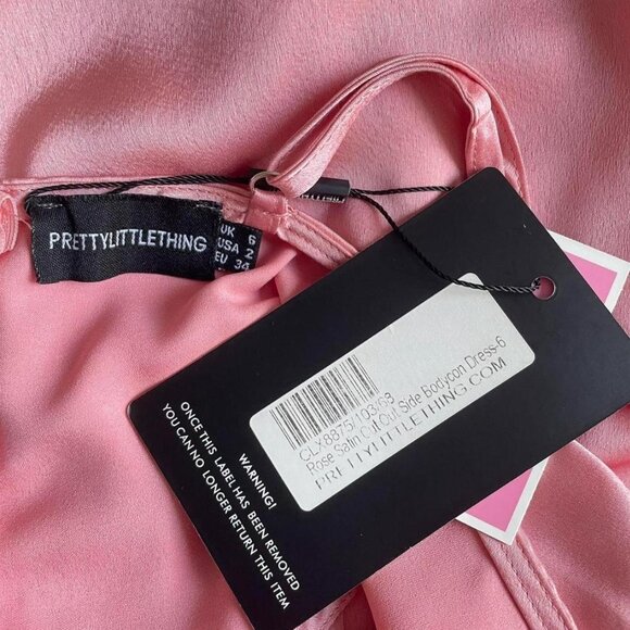 PrettyLittleThing Pink Satin Mini Dress NWT Size 6 Y2K Coquette Style - Picture 7 of 7